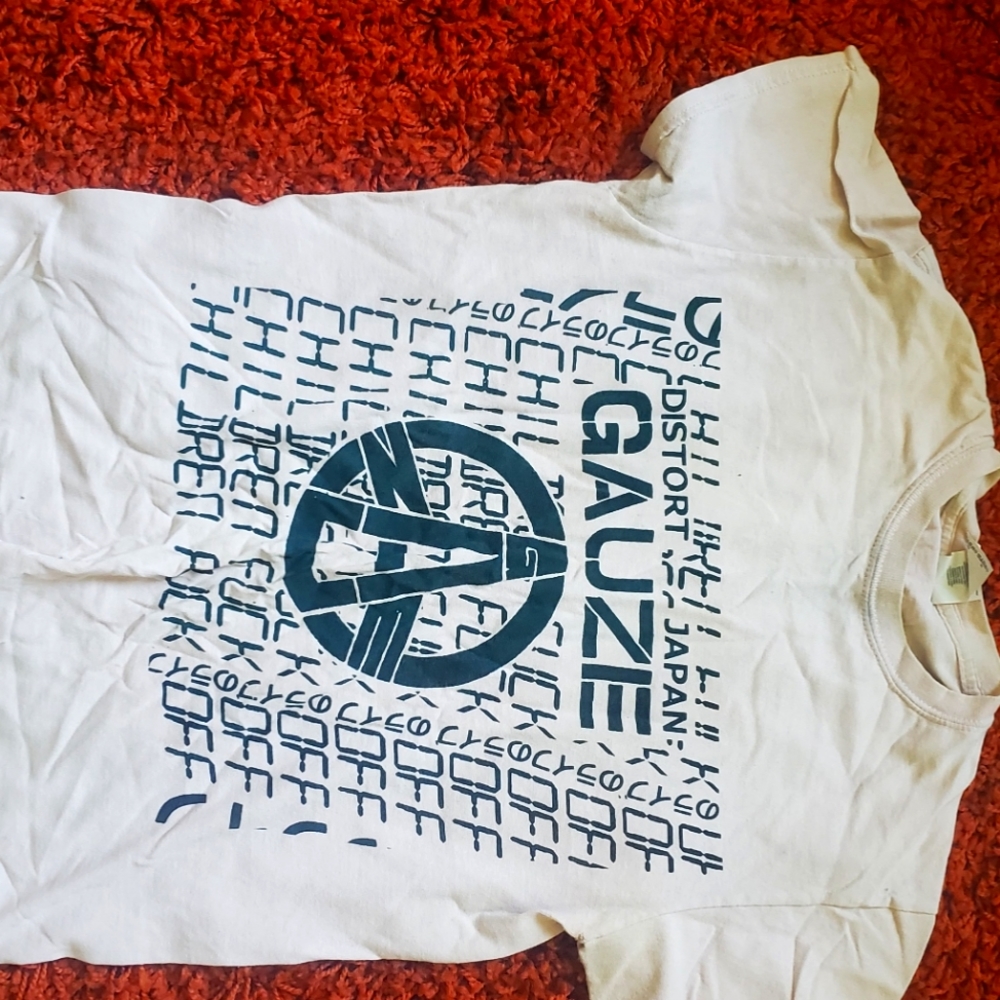 GAUZE shirt small green ink on white punk japan hardcore